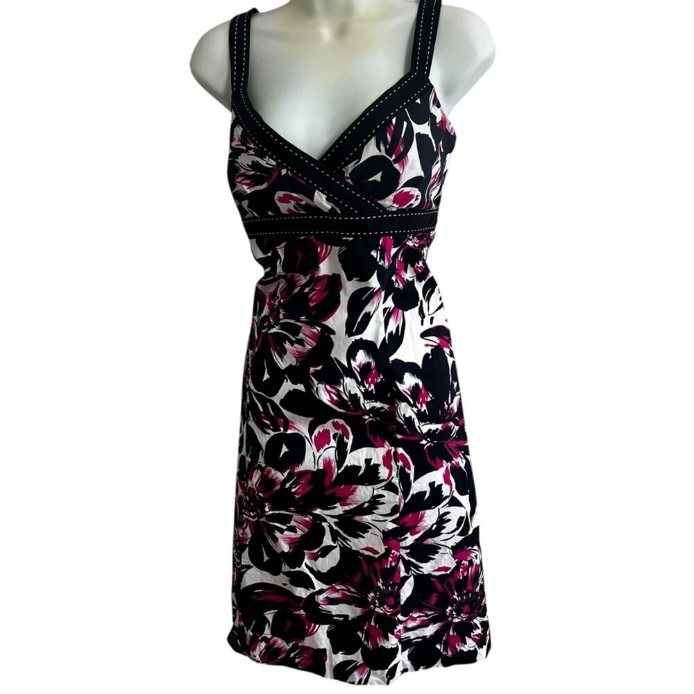 Y2K Floral Sundress Size 8 | Black White Pink | Fit and Flare by Kim Rogers